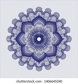 Blue rosette or money style emblem. Vector Illustration. Detailed.