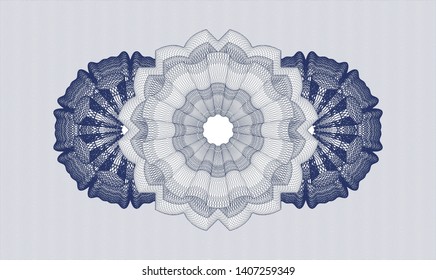 Blue rosette or money style emblem. Vector Illustration. Detailed.