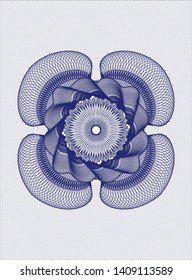 Blue rosette or money style emblem. Vector Illustration. Detailed.