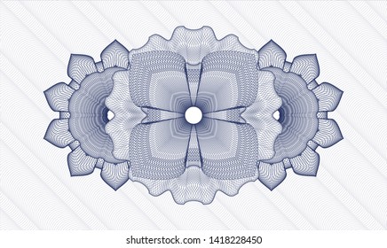 Blue rosette or money style emblem. Vector Illustration. Detailed.