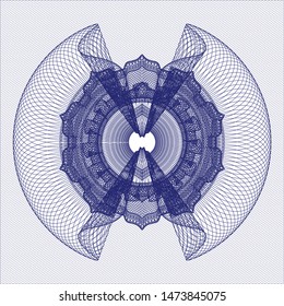 Blue rosette or money style emblem. Vector Illustration. Detailed.