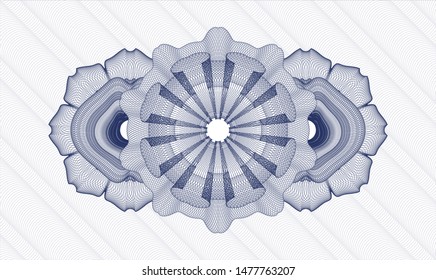 Blue rosette or money style emblem. Vector Illustration. Detailed.