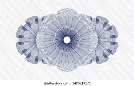 Blue rosette or money style emblem. Vector Illustration. Detailed.