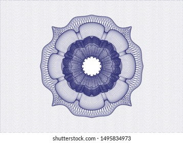 Blue rosette or money style emblem. Vector Illustration. Detailed.