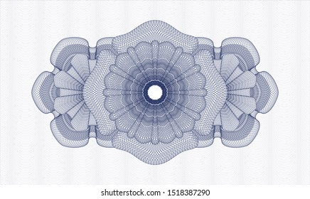 Blue rosette or money style emblem. Vector Illustration. Detailed.