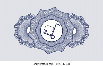 Blue rosette (money style emblem) with cargo icon inside