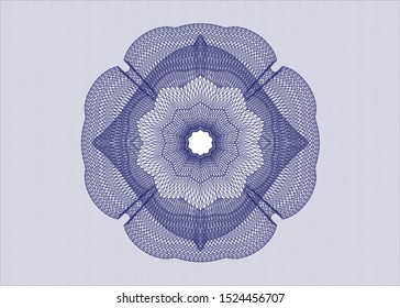 Blue rosette or money style emblem. Vector Illustration. Detailed.