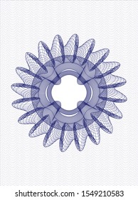 Blue rosette or money style emblem. Vector Illustration. Detailed.