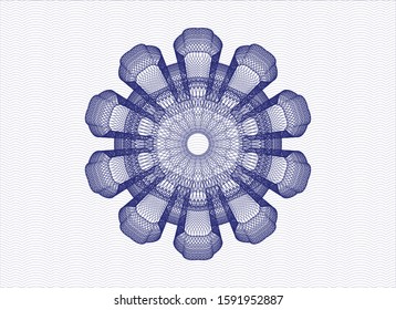 Blue rosette (money style emblem). Vector Illustration. Detailed.