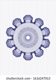 Blue rosette (money style emblem). Vector Illustration. Detailed.