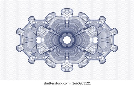 Blue rosette or money style emblem. Vector Illustration. Detailed.