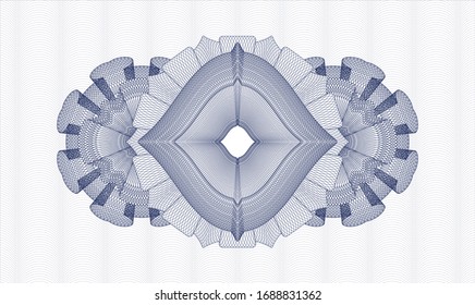 Blue rosette or money style emblem. Vector Illustration. Detailed.