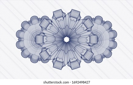 Blue rosette (money style emblem). Vector Illustration. Detailed.