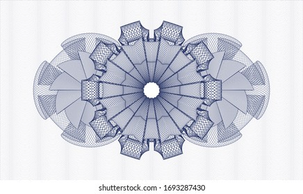 Blue rosette or money style emblem. Vector Illustration. Detailed.