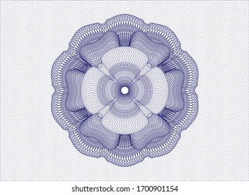 Blue rosette or money style emblem. Vector Illustration. Detailed.