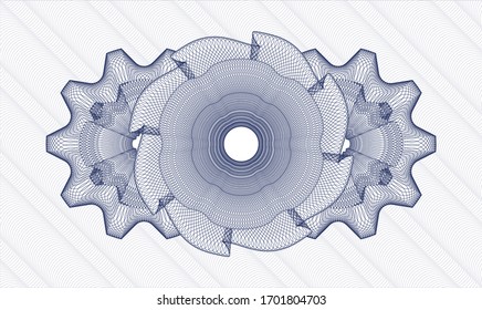 Blue rosette or money style emblem. Vector Illustration. Detailed.