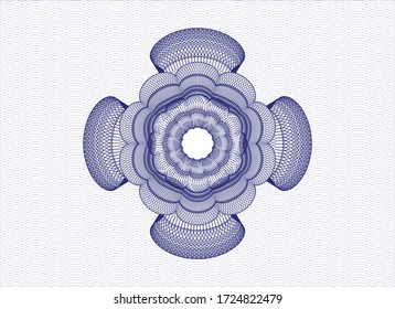 Blue rosette or money style emblem. Vector Illustration. Detailed. 