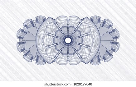 Blue rosette or money style emblem. Vector Illustration. Detailed 