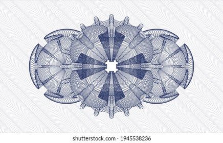 Blue rosette or money style emblem. Vector Illustration. Detailed 