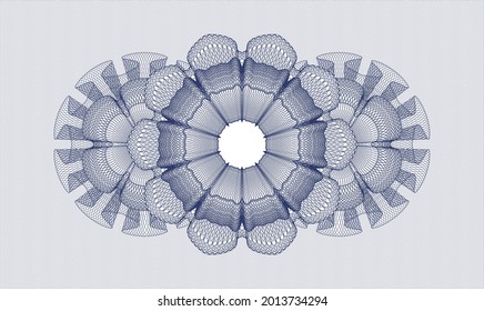 Blue rosette or money style emblem. Vector Illustration. Detailed 