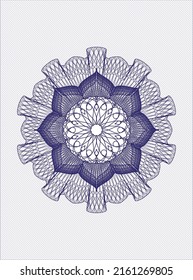 Blue rosette or money style emblem. Vector Illustration. Detailed. 