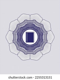 Blue rosette (money style emblem). with book icon inside