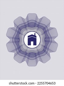Blue rosette (money style emblem). with house icon inside