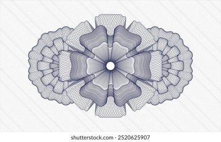 Blue rosette or money style emblem. Vector Illustration. Detailed 