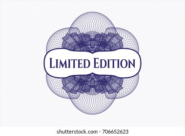 Blue rosette (money style emblem) with text Limited Edition inside