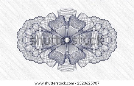 Blue rosette or money style emblem. Vector Illustration. Detailed 