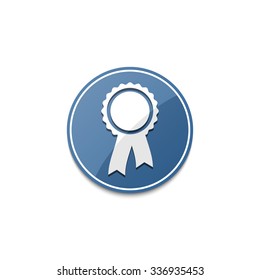 Blue rosette with ribbon icon 