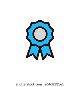 Roseta azul simboliza el logro aislado premio símbolo de éxito