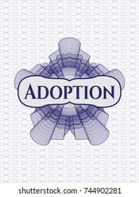 Blue rosette with text Adoption inside