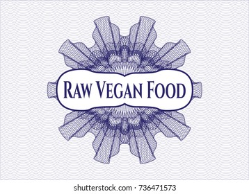 Blue rosette with text Raw Vegan Food inside