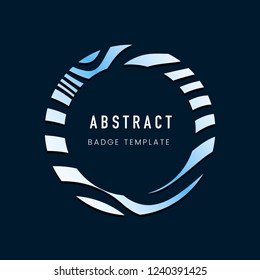 Blue round abstract badge template vector