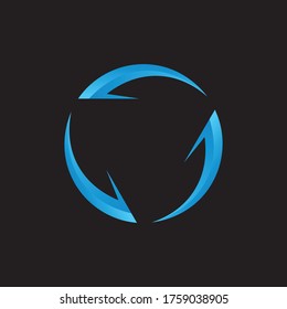 blue round abstract frame. simple design circular in black background