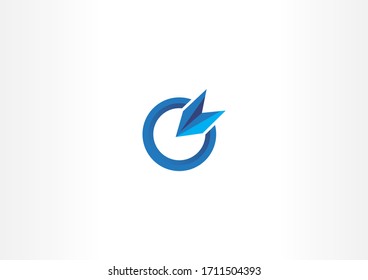 Blue round with arrow vector illustration for company identity logo design concept