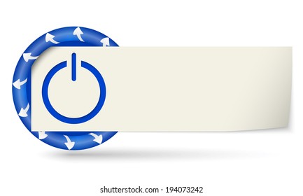 blue round with arrows and paper on note and power button