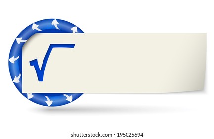 blue round with arrows and paper on note and radix sign