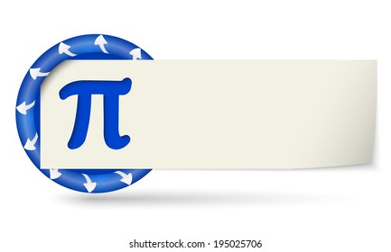 blue round with arrows and paper on note and pi sign
