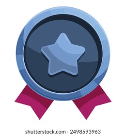 Blue round award medal with star and ribbon representing achieving success