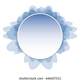 Blue round background with an abstract frame, with space for your text. Vector illustration. 