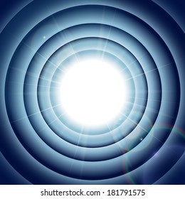 Blue round background with lens flare