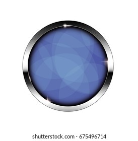 Blue round background with a silver frame, with space for your text. Vector illustration.