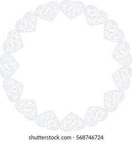 Blue round beautiful lace framework of paper hearts