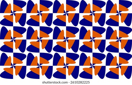 blue round block, seamless geometric pattern, seamless pattern, Abstract seamless geometric pattern. Geometric blue orange grid texture with turbine cross grid sign. Chic mosaic block, turbine square