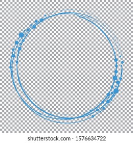 blue round brush frame on transparent background