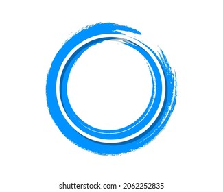 Blue round brush stroke design element with lines for symbol copy space and promotion design template. Eps 10 vector