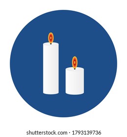 Blaue runde brennende Kerzen Symbol, Schaltfläche einzeln auf weißem Hintergrund. EPS10 Vektordatei