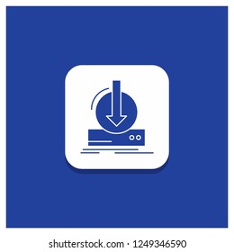 Blue Round Button for Addition, content, dlc, download, game Glyph icon
